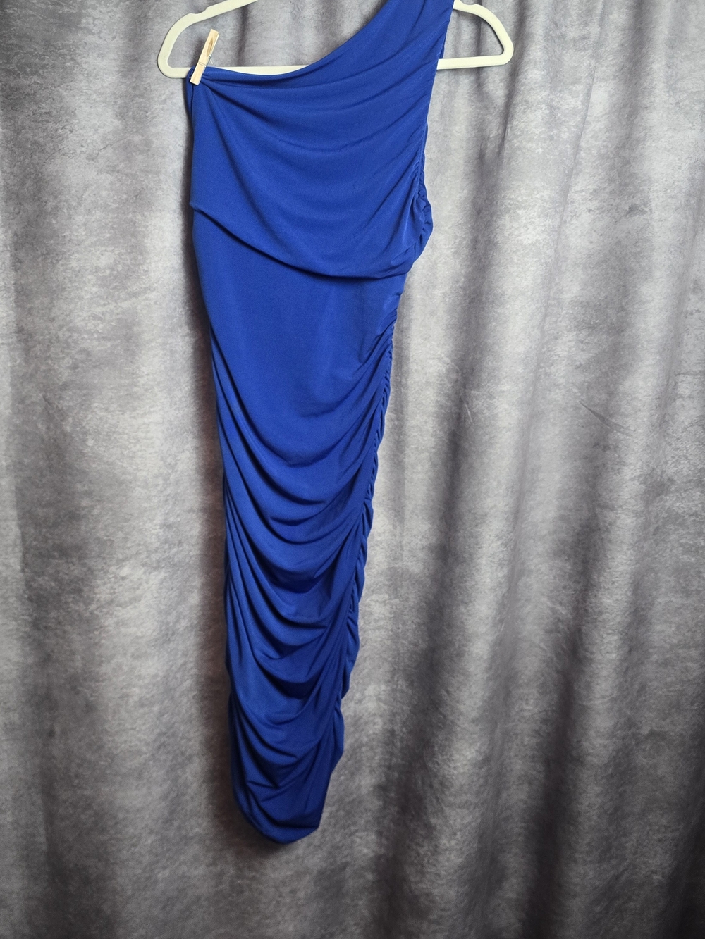 Women's One Shoulder Back Ruched Maxi Dress in Royal Blue Like New